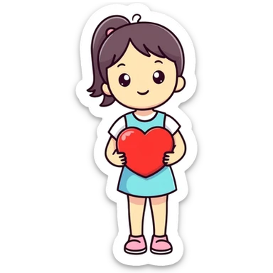 Girl with love sticker