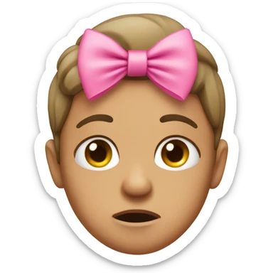 stressed out emoji with a pink bow sticker