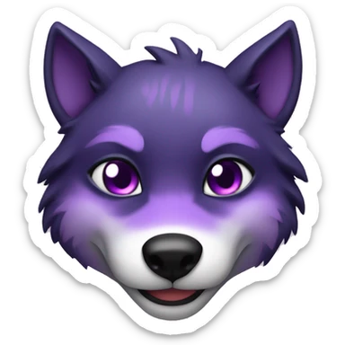 Purple wolf with black fur markings, smiling (Kemono:1.5) sticker