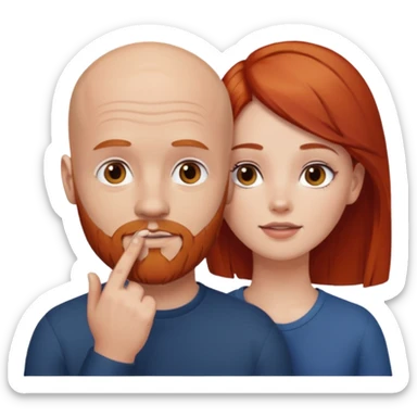 White Bald man with red beard touching face white girl brown hair  sticker
