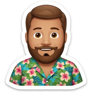 Fat man brown hair with beard Hawaiian shirt  sticker