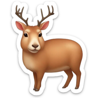deer, capybara, and rose sticker