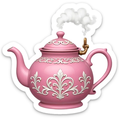 Pink steaming tea pot sticker