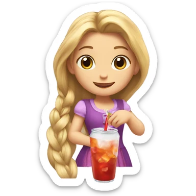 Rapunzel drinks a soda sticker