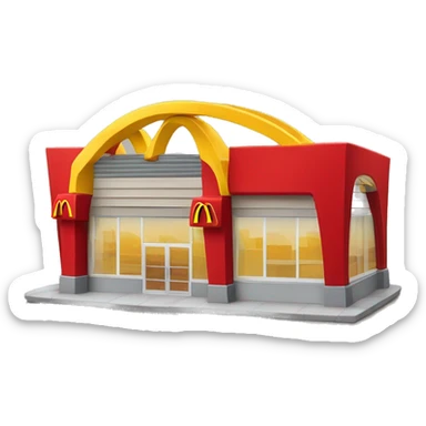 “McDonald’s store with the iconic golden arches, a red and yellow color scheme, and a simple, recognizable design that captures the essence of a fast food restaurant.” sticker
