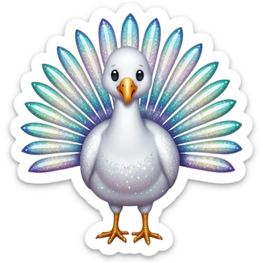 White glitter turkey sticker