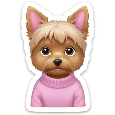 Cute little white yorkie in a pink sweater sticker