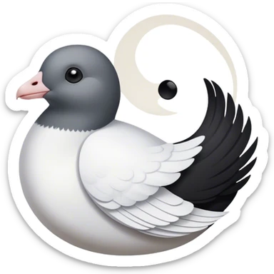 Pigeon and rat form of yin and yang sticker