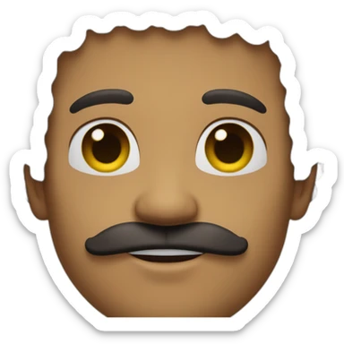 man with curly black afro and olive skin and moustache sticker