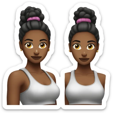 Black gym girl sleek half up half down hair flexing  sticker
