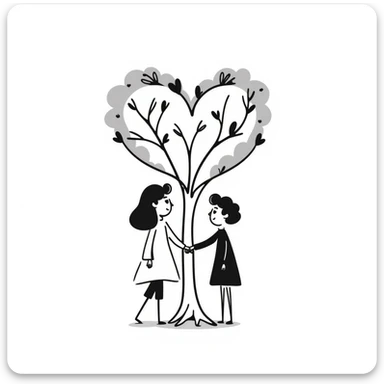 the concept of love, hand-drawn doodle style sticker