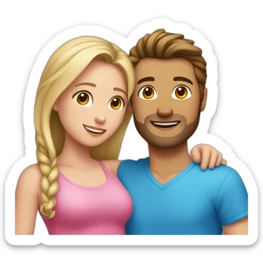 girl wearing pink and guy wearing blue together sticker