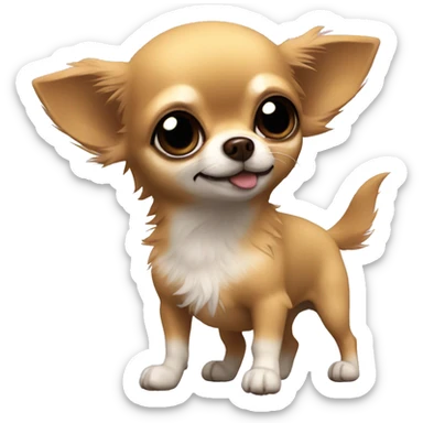 Gold-brown, fuzzy Chihuahua plaing with an black chihuahua who dosent have much furr sticker