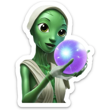 Goddess mantis holding glowing healing orb sticker
