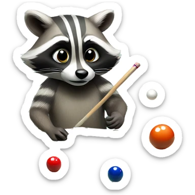 Cute raccoon playing pool  sticker