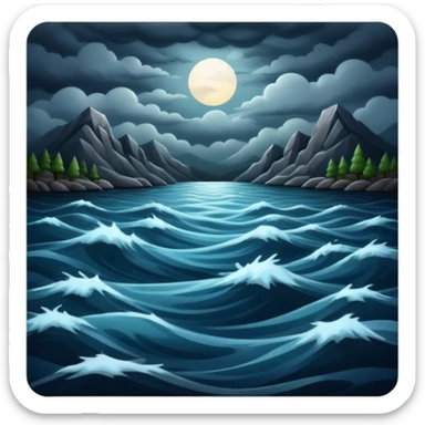Dark deep lake in a storm sticker
