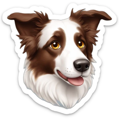 white red merle border collie with brownish stained hair blue eyes sticker