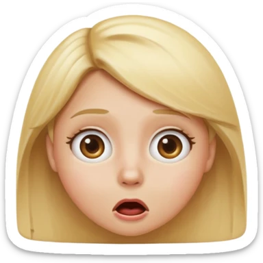 shocked blonde emoji, apple emoji style, round face, expressive eyes, shocked, clean, no text sticker