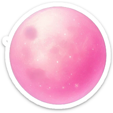Pink Moon glitter around and stars and clouds foggy sticker