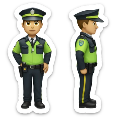 Policeman with green and yellow suite sticker