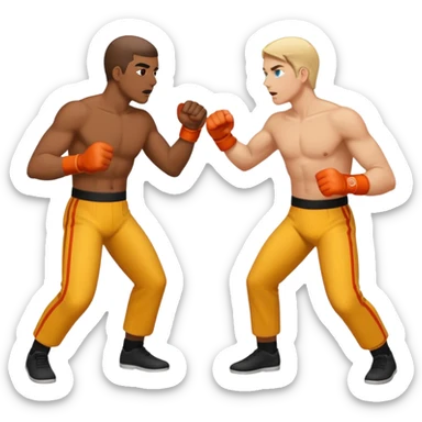 two people in a heated brawl, motion lines sticker