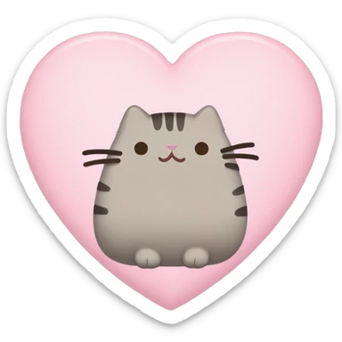 pusheen light pink heart sticker