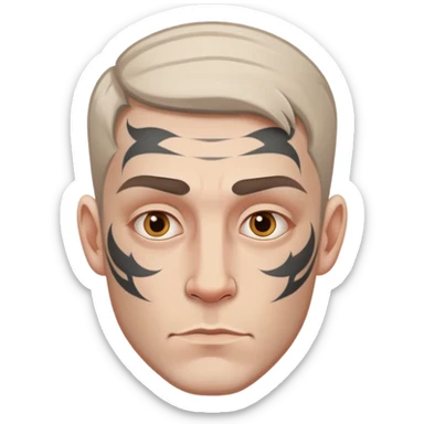 white man with face tattoo, neutral expression sticker