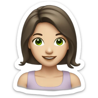 light-skinned girl with shoulder-length dark brown hair and green eyes winking sticker
