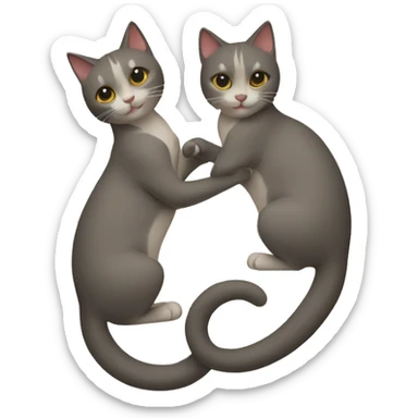 Two cats and their tails making a heart sticker