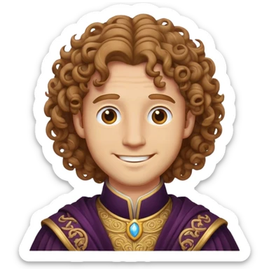 lord with curly light brown hair and friendly smile sticker