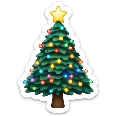Christmas tree with colorful string lights sticker