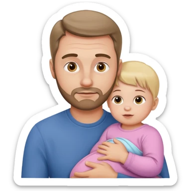 dad with baby girl sticker