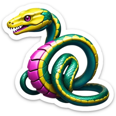 Edgy badass toxic poisonous snakey shaky cool awesome epic sapphire emerald citron topaz magenta radioactive faulty rue ruby Tropical Futuristic Modern Mecha-Fakémon-hybrid-creature (full body)  sticker