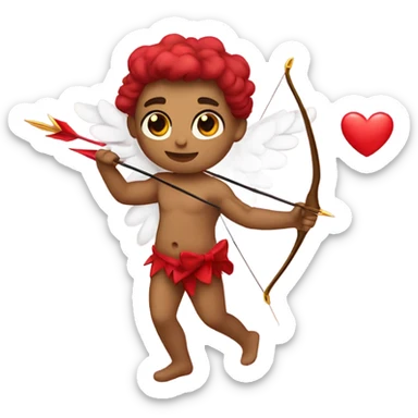 Cupid holding his heart bow sticker