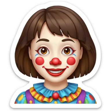 A clown emoji with brunette bangs sticker