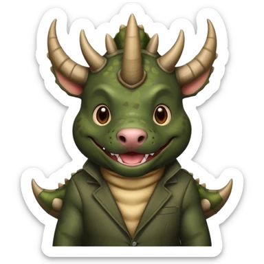 Black pibull dressed as a triceratops  sticker
