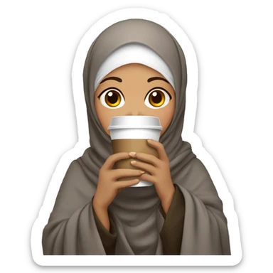 Hijabi girl with blanket and coffe on her hand sticker