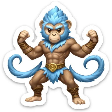 air elemental monkey warior with light blue furr sticker