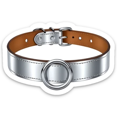 luxury fetish collar, silver chrome, smooth rounded metal, dominant erotic mood sticker