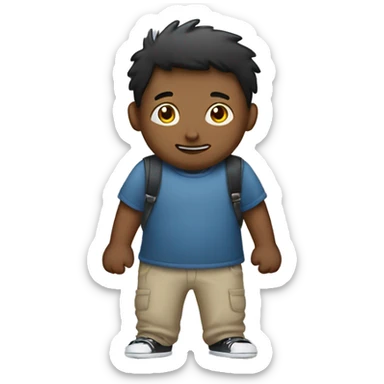 Boy standing holding out empty pockets sticker