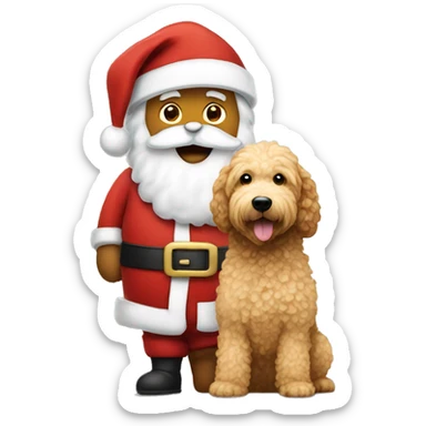 Santa with golden doodle sticker