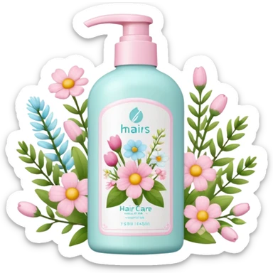 , flower)

bottle of hair care product with seasonal symbols around sticker