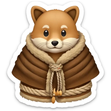 A fur wrap made from thick animal hide tied with simple rope.








 sticker