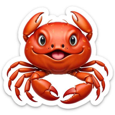 Cinematic Realistic Cute Yawning Crab Portrait Emoji, Head tilted slightly with a dramatic, wide-open yawn, showcasing a soft, textured red shell with a charming, naturally formed face and drooping features, rendered with realistic detail and warm, sandy light, high shine, relaxed yet expressive, styled with a dash of coastal charm, soft glowing outline, capturing the essence of a sleepy yet affectionate crab that appears ready to stretch out on the shore for a peaceful nap! sticker