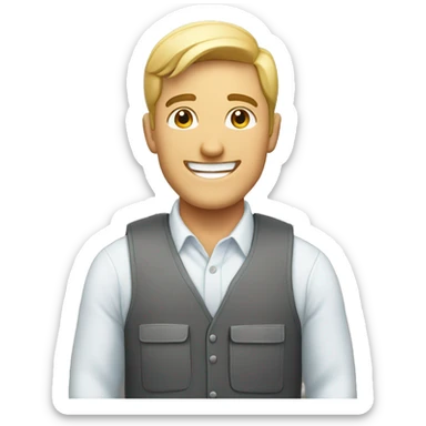 white man happy to help working in support sticker