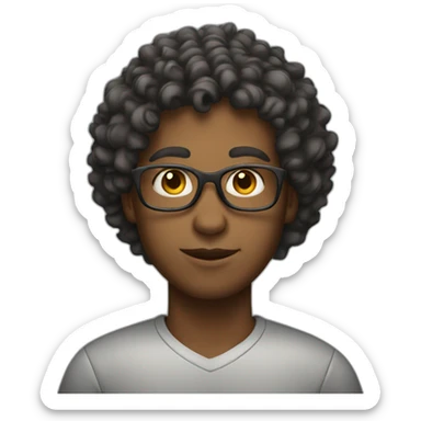 student with somewhat curly hair sticker