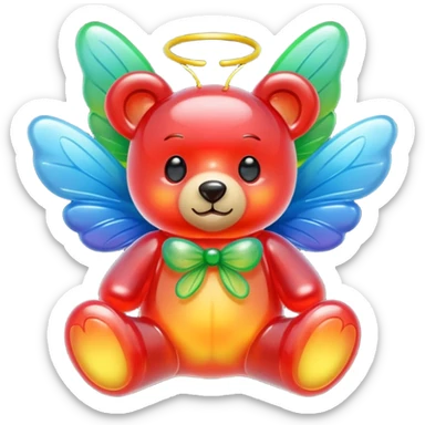 gummy teddy bear with fairy wings sticker