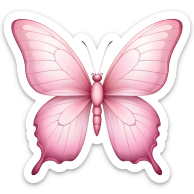 "A delicate pink butterfly with translucent wings, decorated with a silky bow, soft pastel aesthetic." sticker