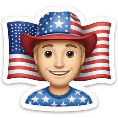 smiling redneck guy with american hat sticker