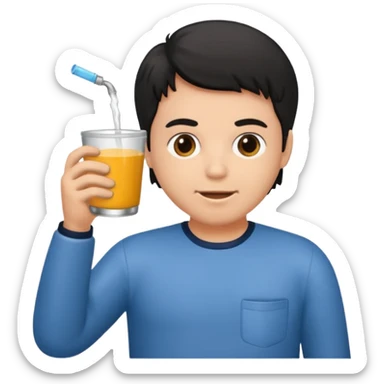 menino de tom de pele médio claro de cabelo preto pelado sentado no vaso sanitário  sticker